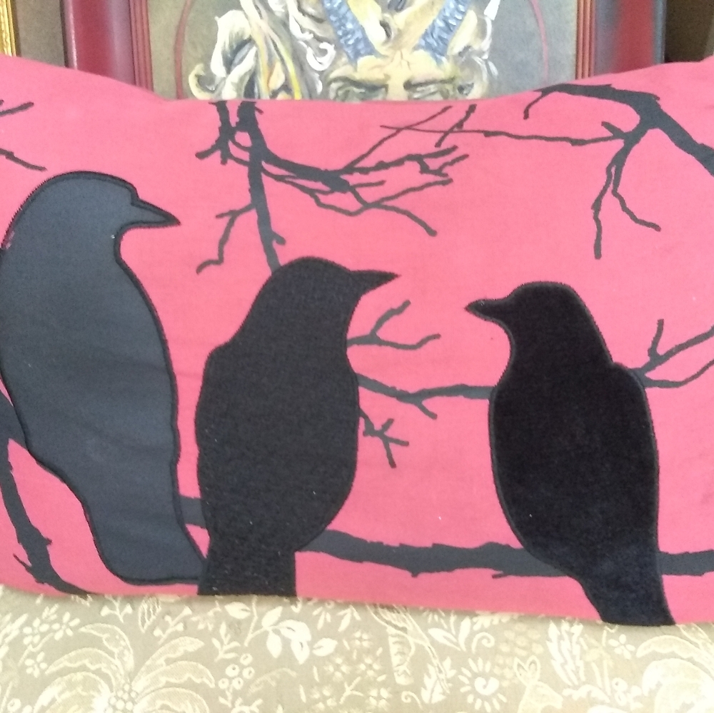 Gothic Halloween crows pillow